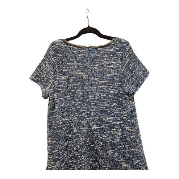 TALBOTS Tweed‎ Knit Fit and Flare Faux Leather Trim Dress - Size 16 Petite - Picture 4 of 10